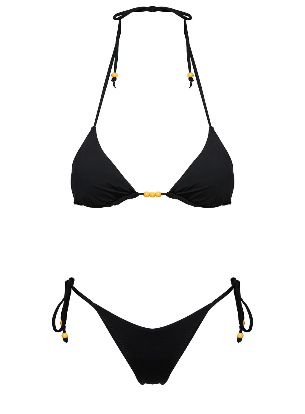 Nevaeh Beaded Triangle Bikini Top Black