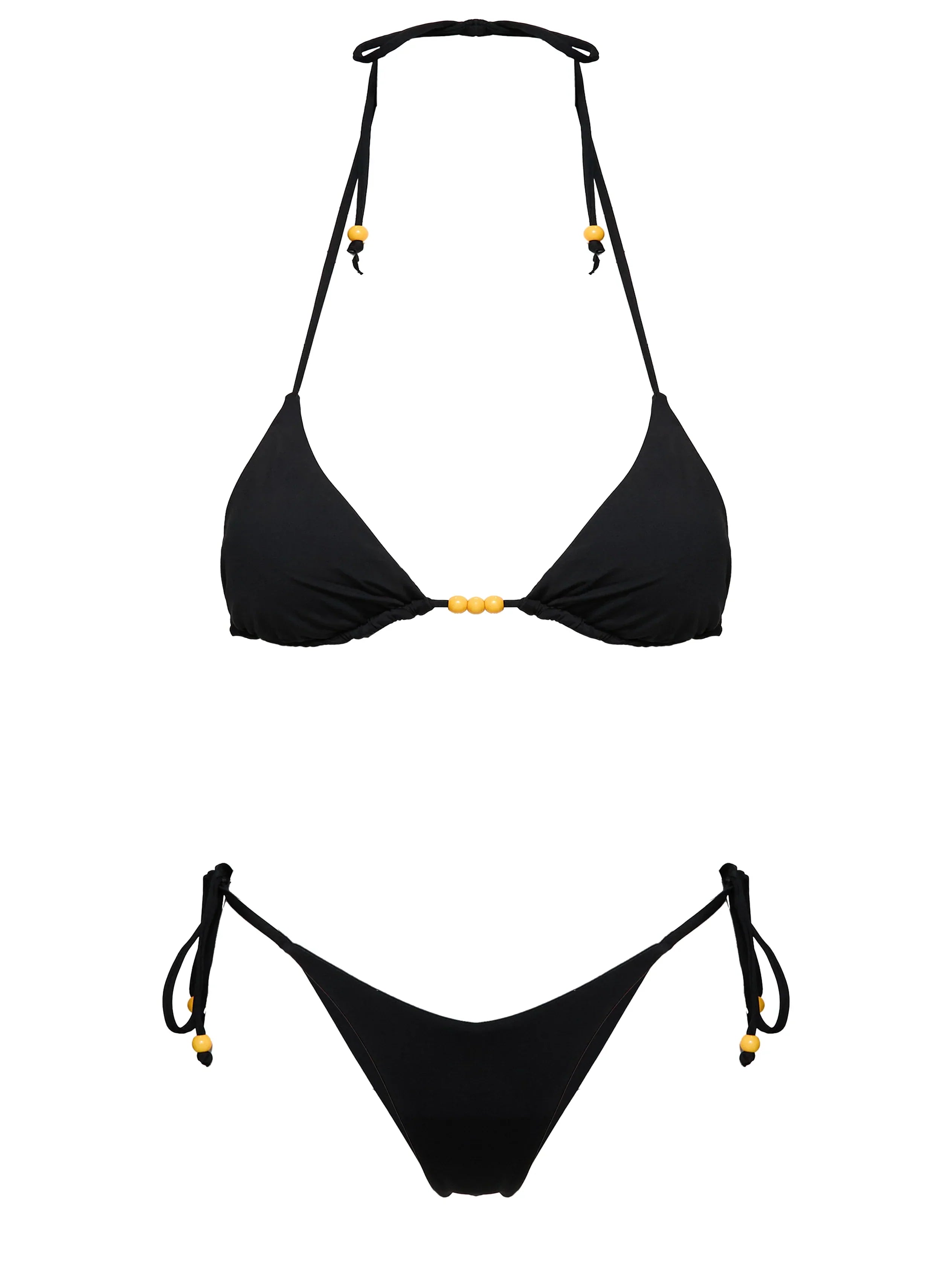 Nevaeh Beaded Triangle Bikini Top Black