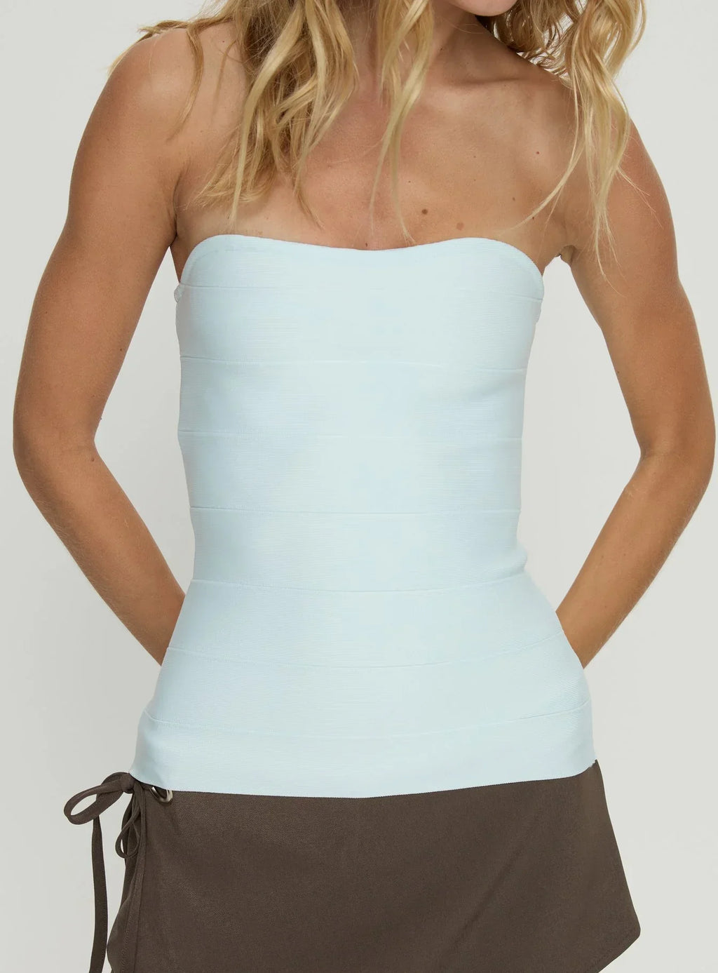 Meleana Strapless Bandage Top Ice Blue