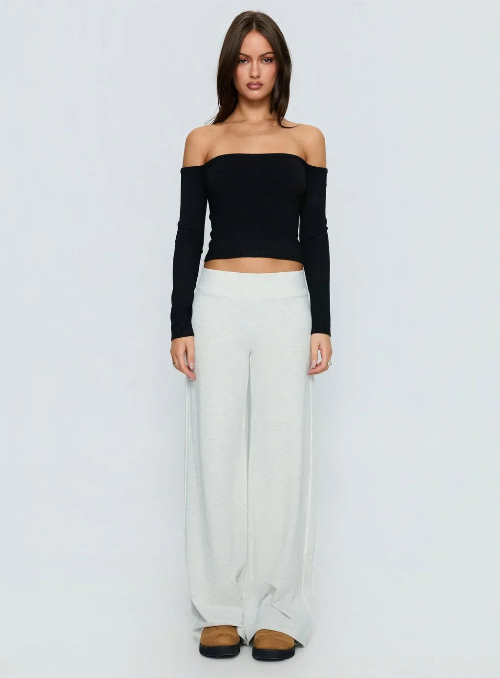 Ellaina Off Shoulder Long Sleeve Top Black