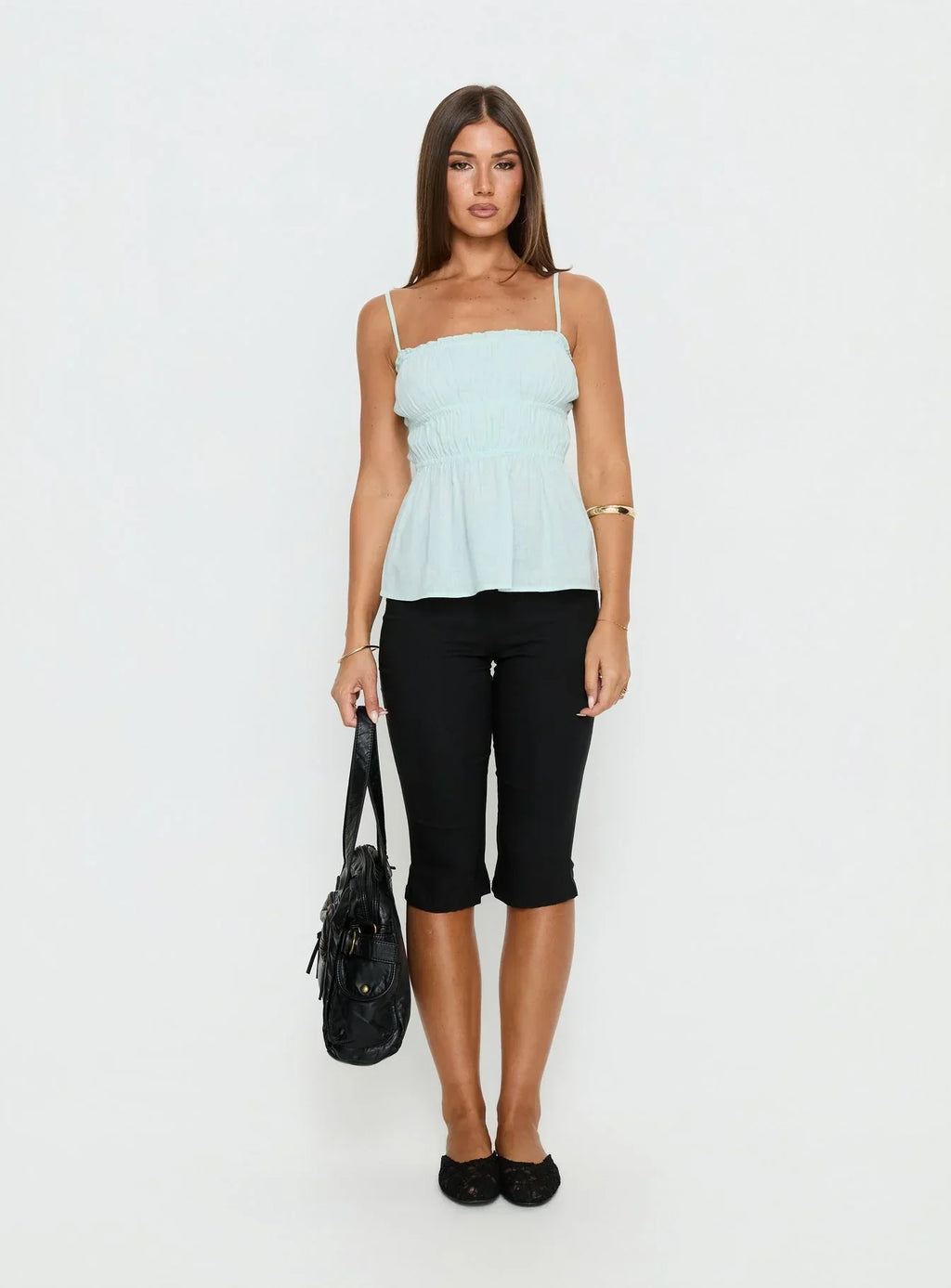 Rosecliff Ruched Longline Top Mint