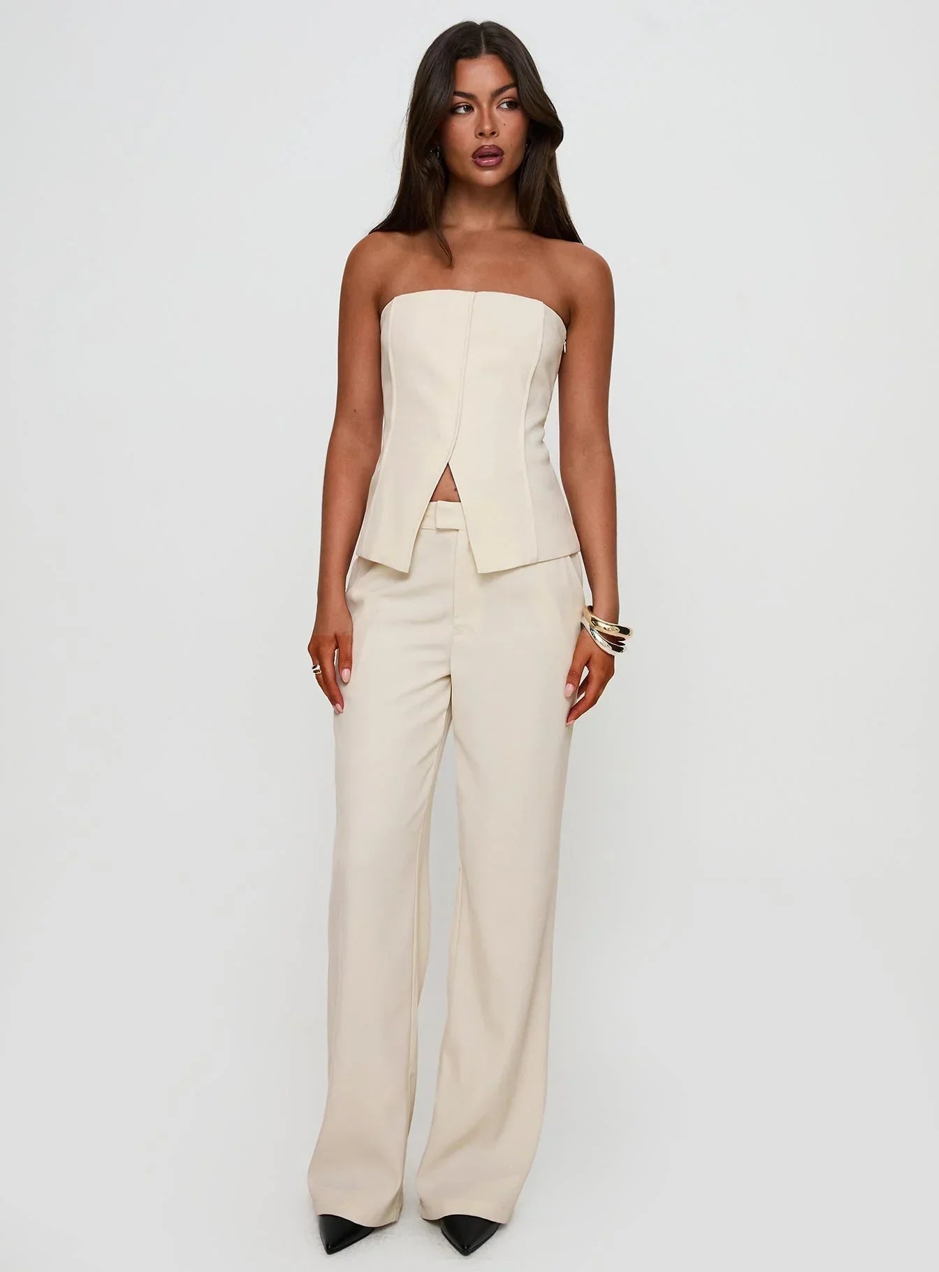 Lavish Living Strapless Top Cream Petite