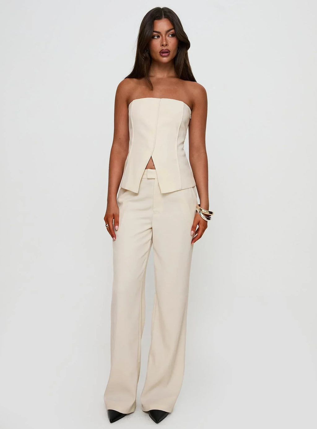 Lavish Living Strapless Top Cream Petite