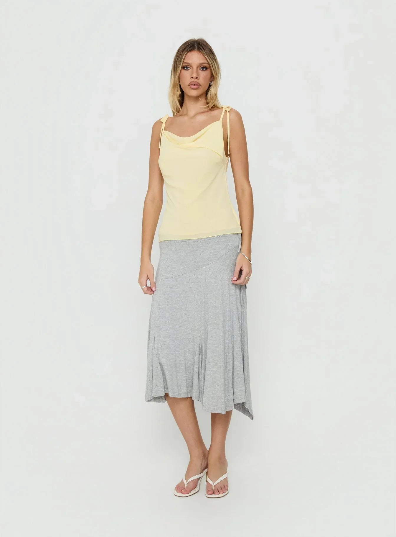 Malkah Tie Sleeve Foldover Top Yellow