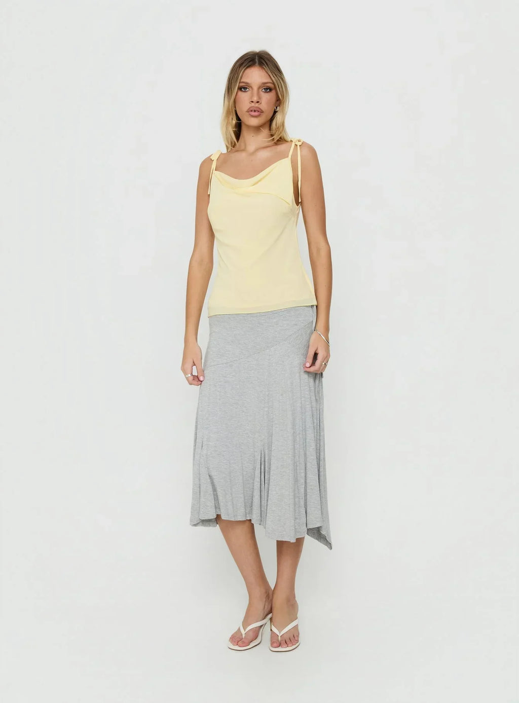 Malkah Tie Sleeve Foldover Top Yellow
