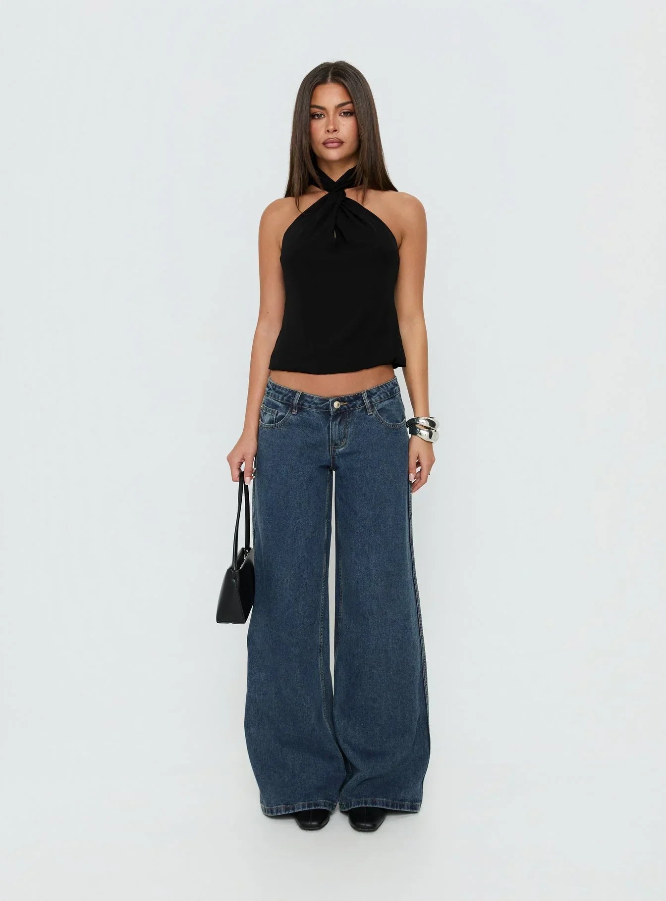 Adalynne Twist Front Top Black