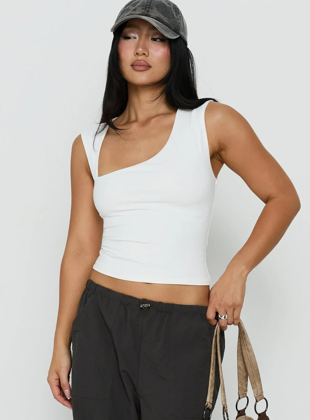 Tannen Cut Out Tank Top White