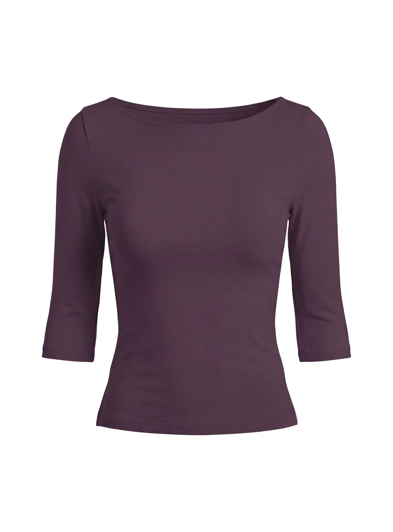 Daily Define Boatneck 3/4 Sleeve Top Aubergine