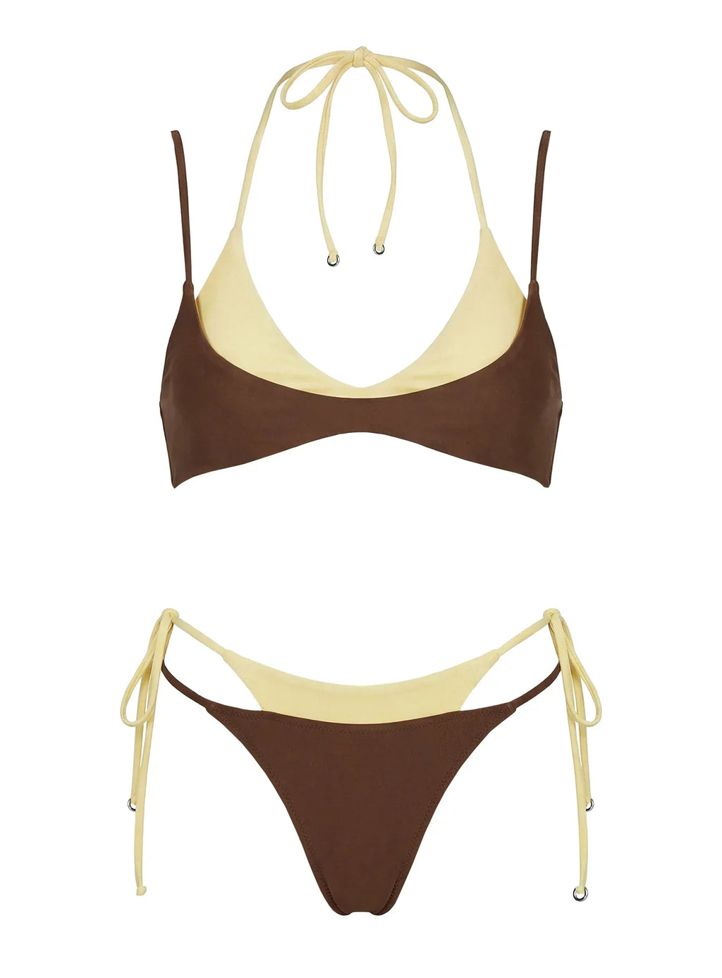 Sun Daze Layered Bikini Top Brown / Yellow