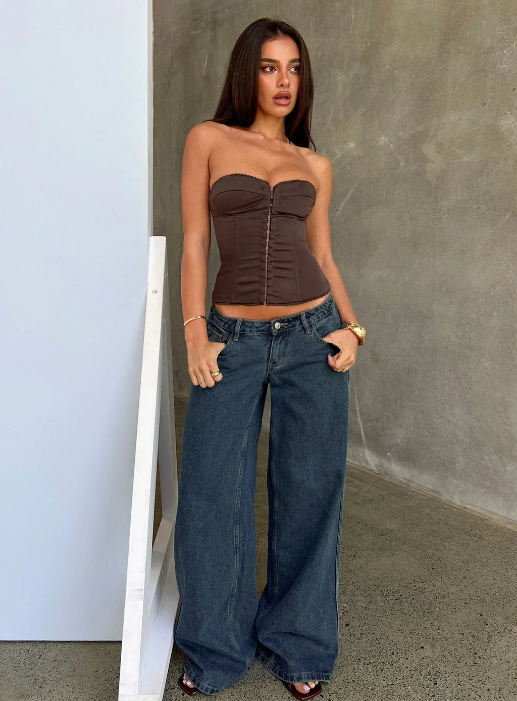 Jazzy Strapless Corset Top Chocolate