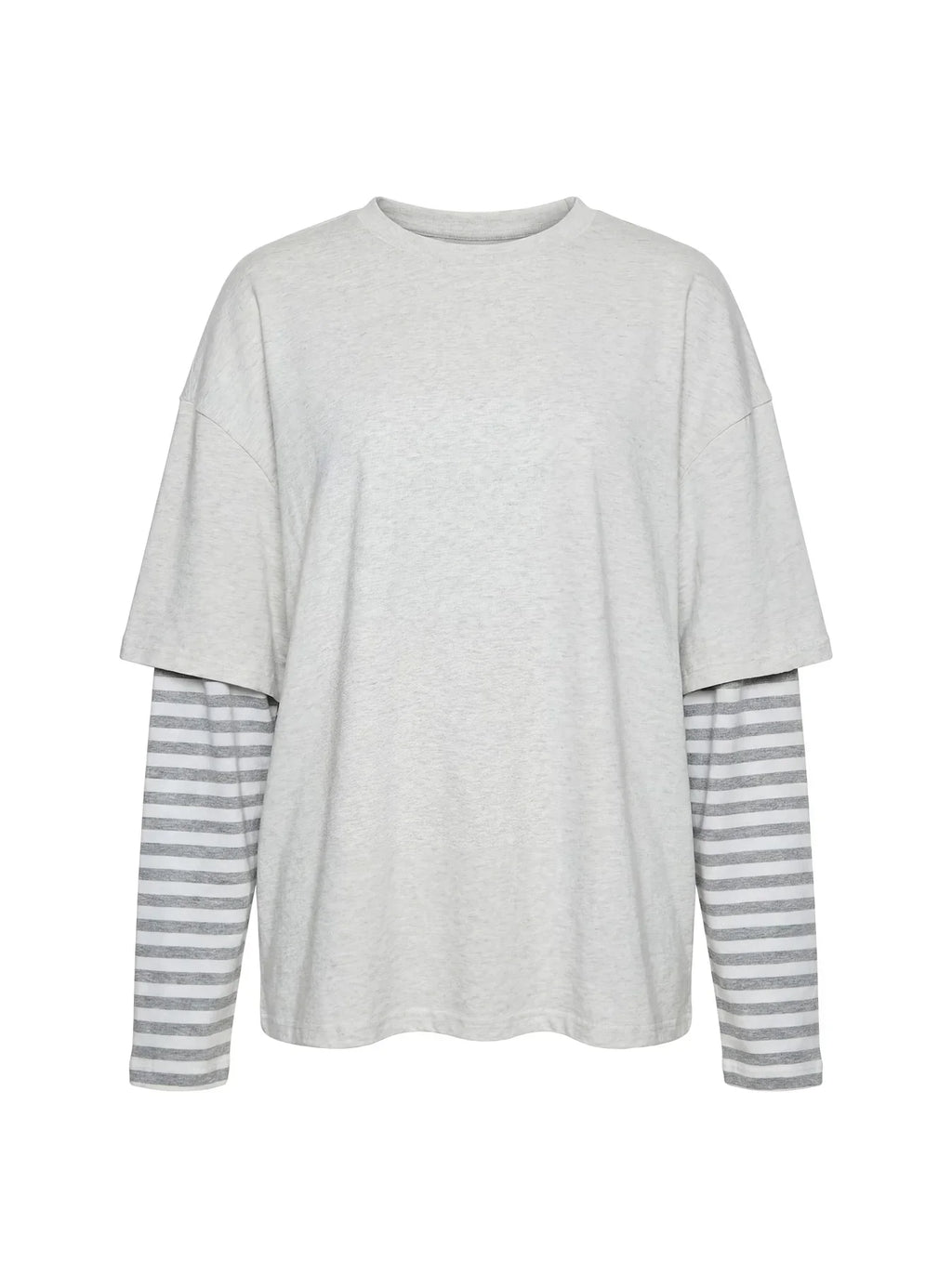 Ryann Long Sleeve Layered Top Grey / White Stripe