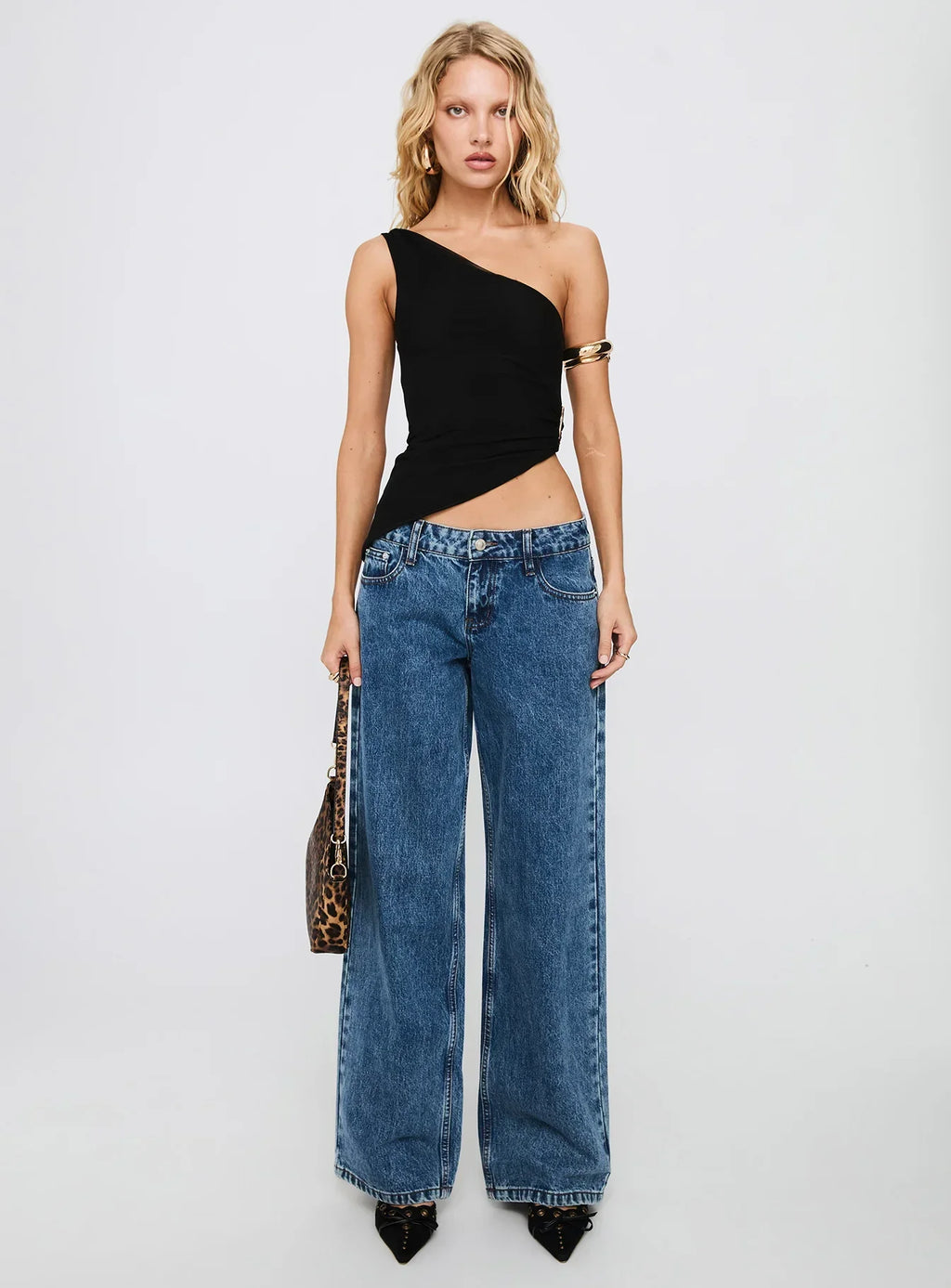 Machiatto One Shoulder Top Black