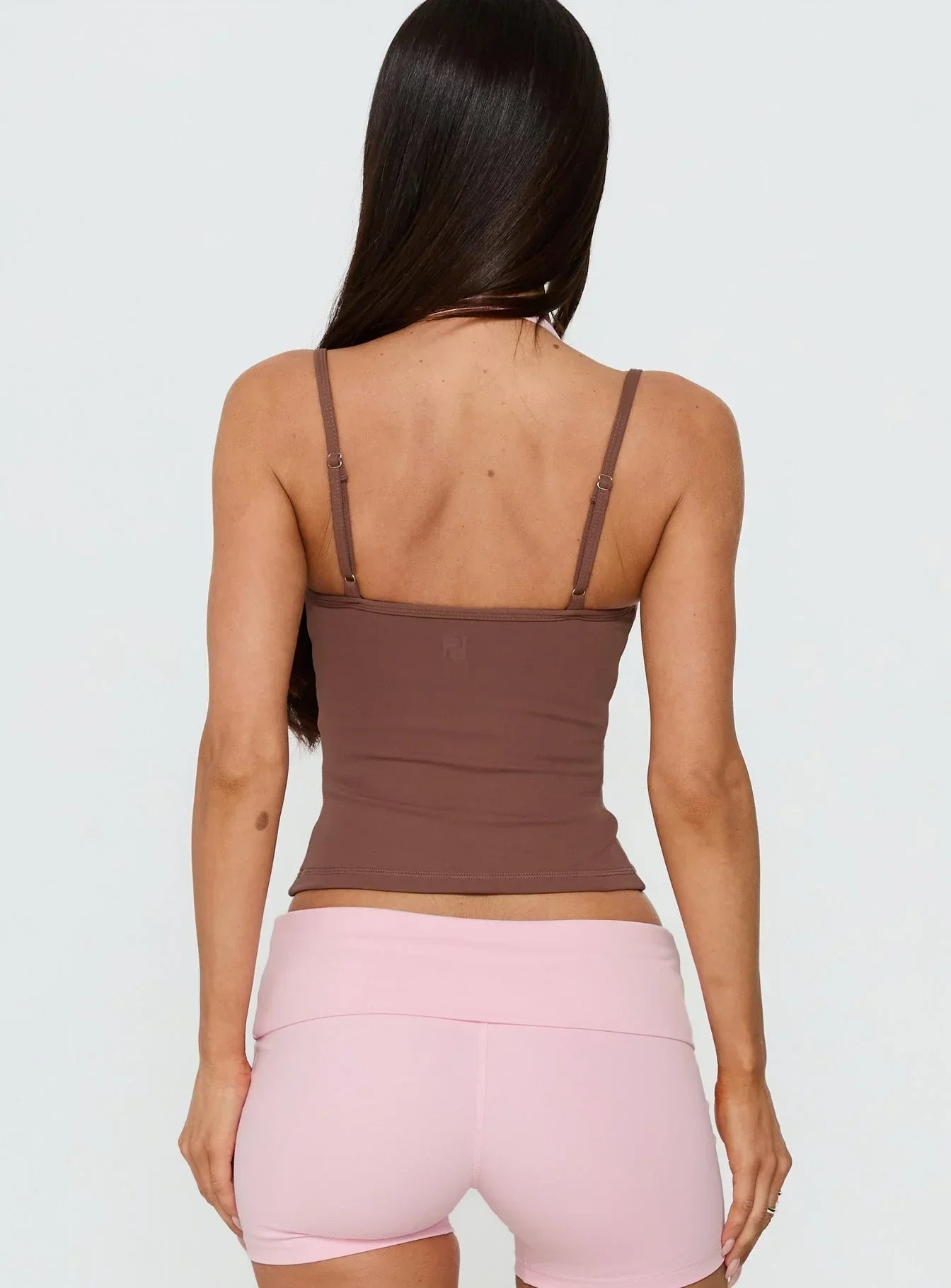 Ascend Layered Halter Tank Top Brown / Pink
