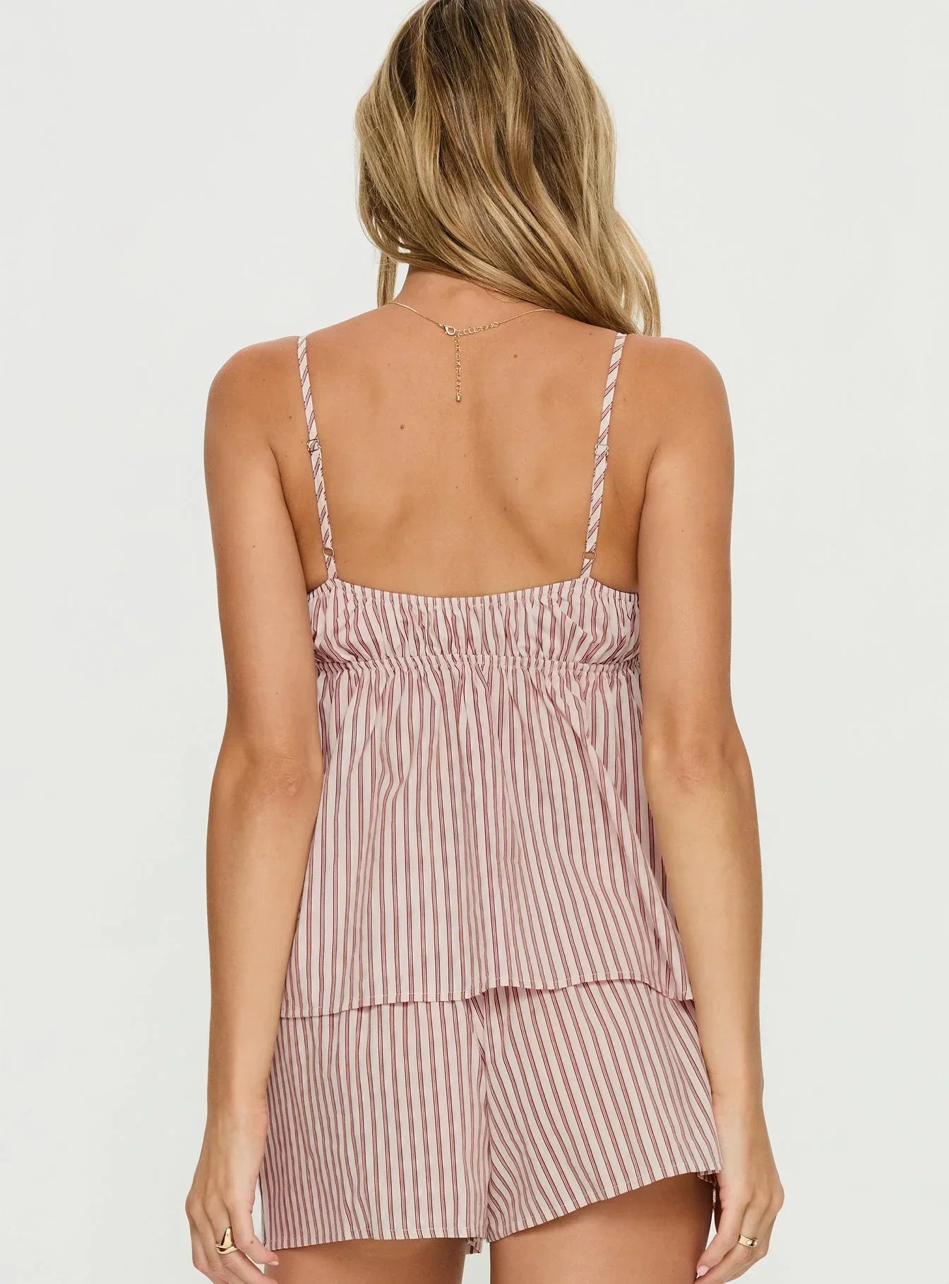 Chill Club Sleep Peplum Top Red / White Stripe