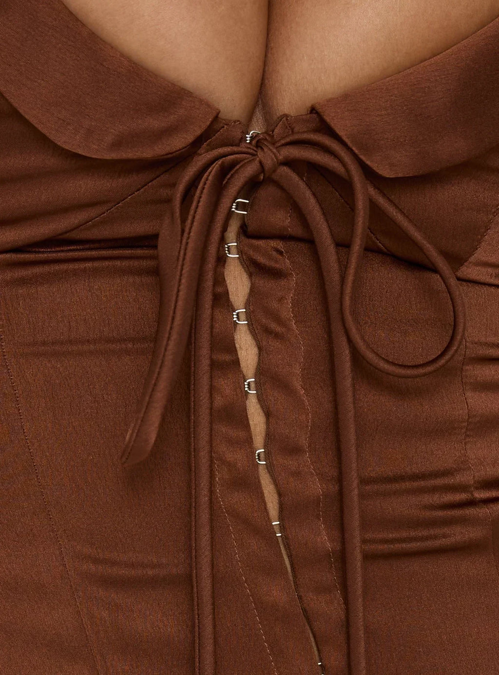 Aubrette Satin Collar Top Chocolate