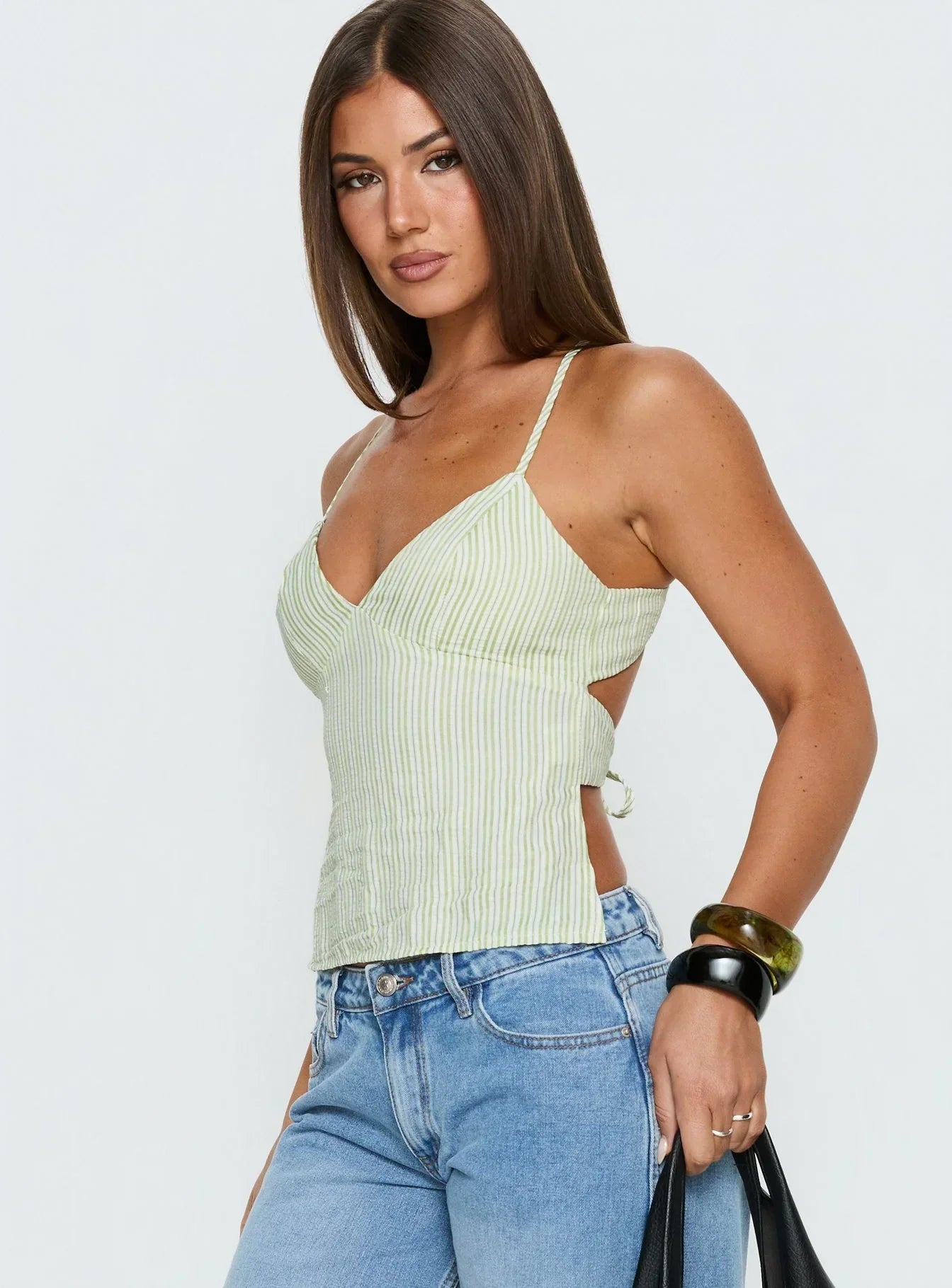 Candid Top Green Stripe