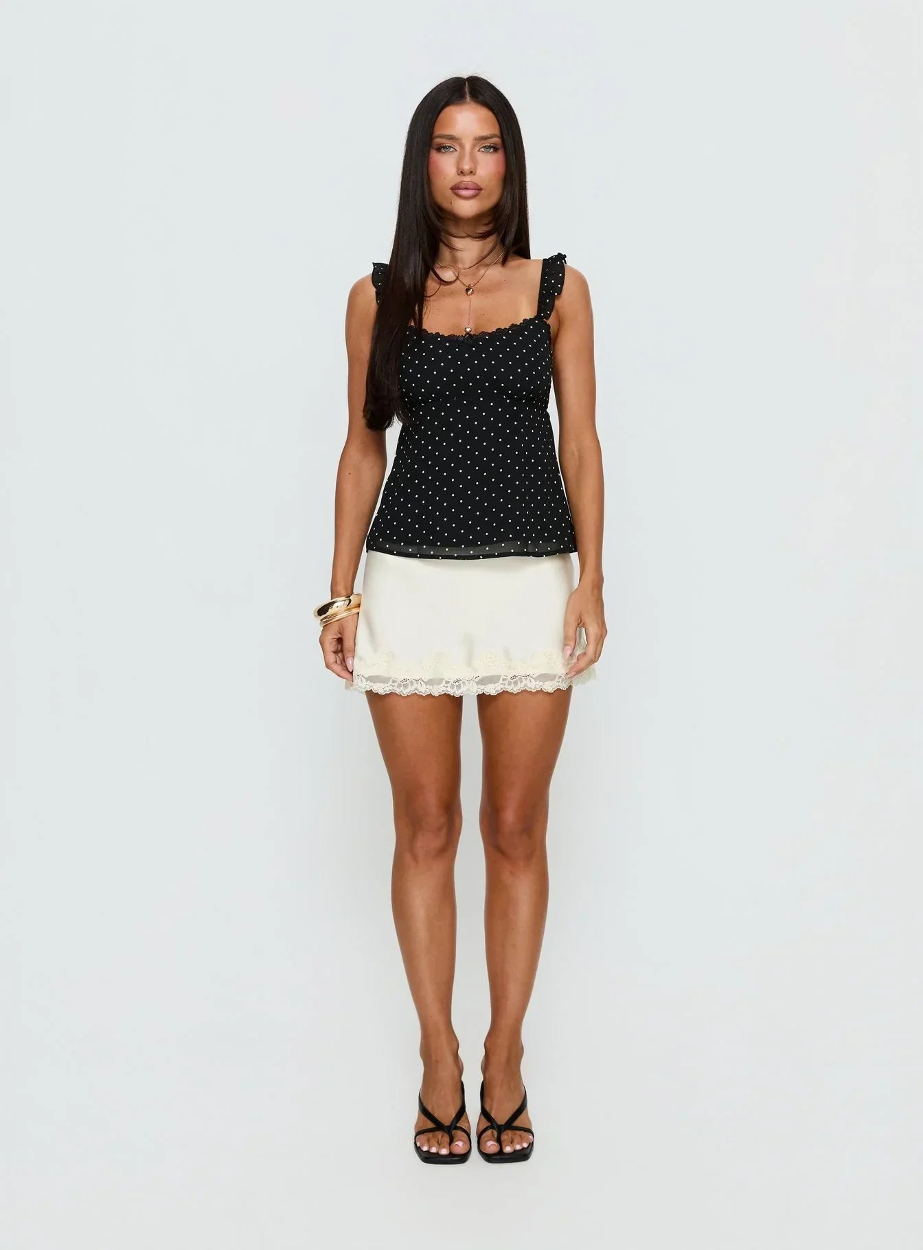 Madaleine Top Black Polka