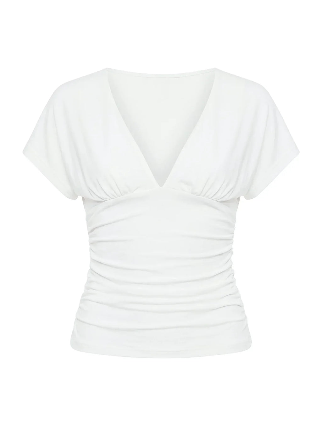 Mattey Cinched V Neck Top White