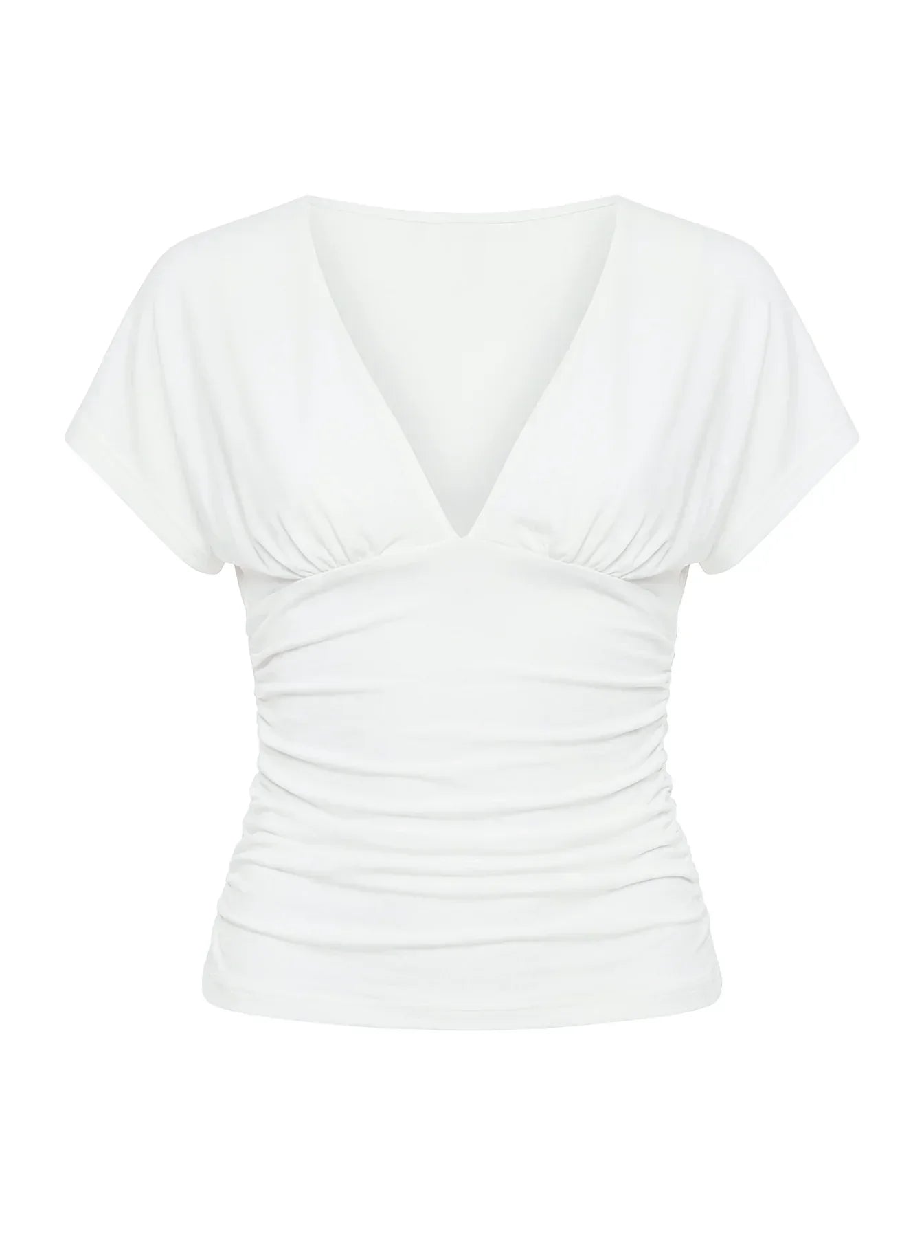 Mattey Cinched V Neck Top White
