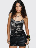Devondra Sequin Detail Cami Top Black