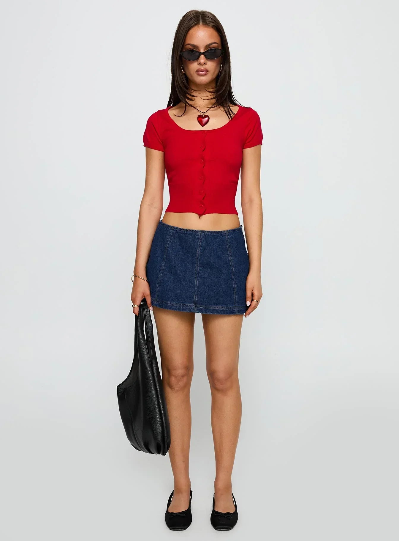 Pretty Sweet Button Up Top Red