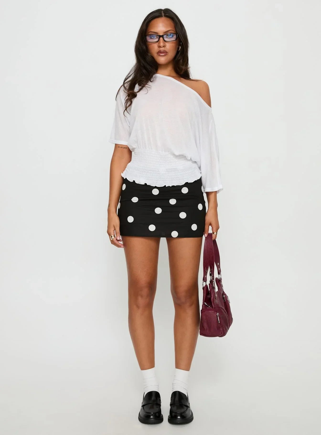 Dayten Off Shoulder Sheer Top White