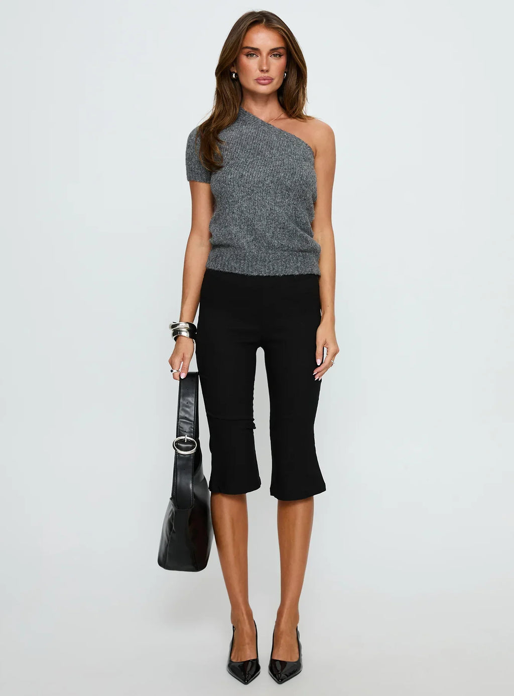 Alysson One Shoulder Top Grey