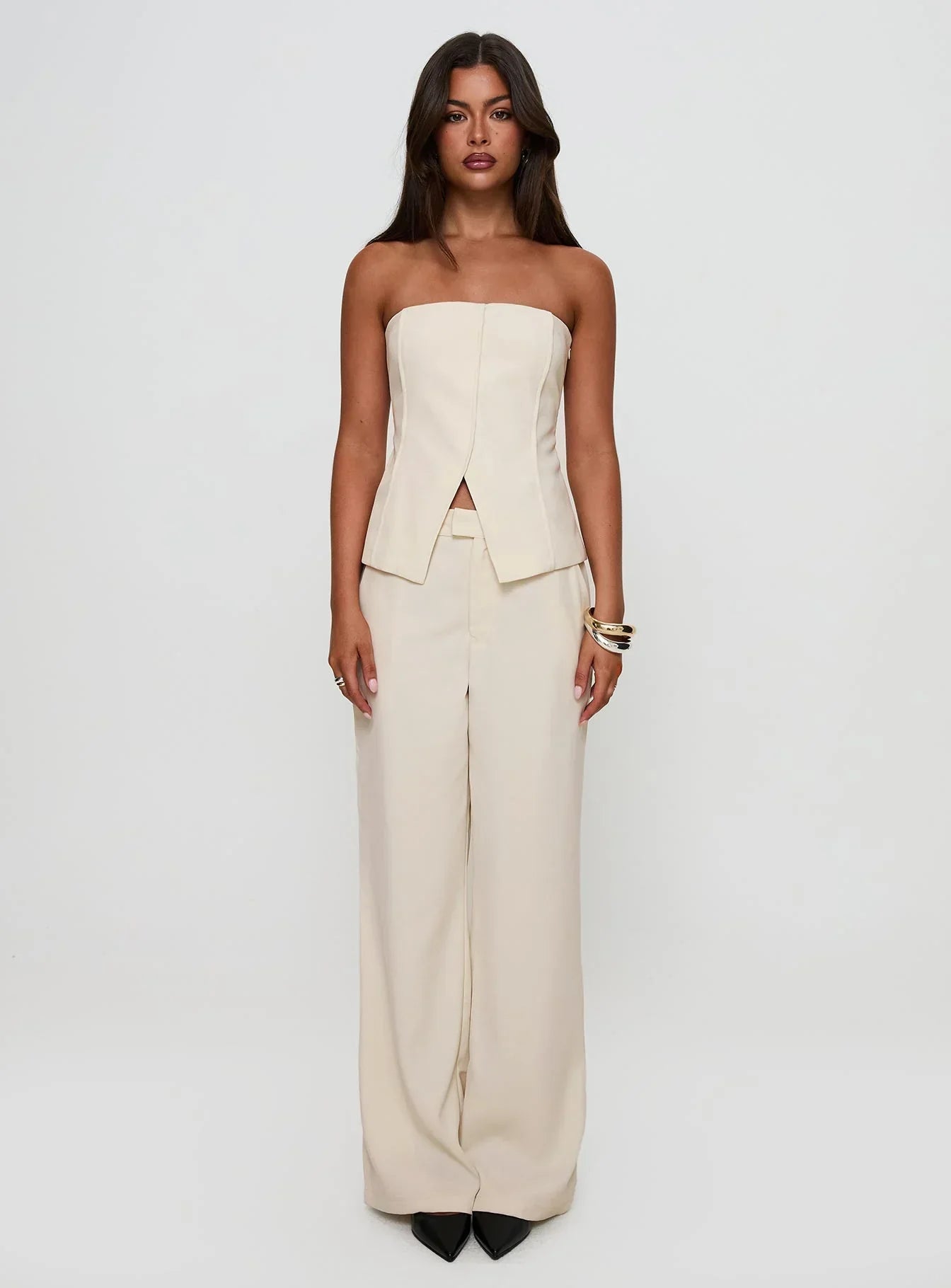 Lavish Living Strapless Top Cream Petite