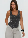 Quiet Confidence Studded Cowl Neck Top Grey