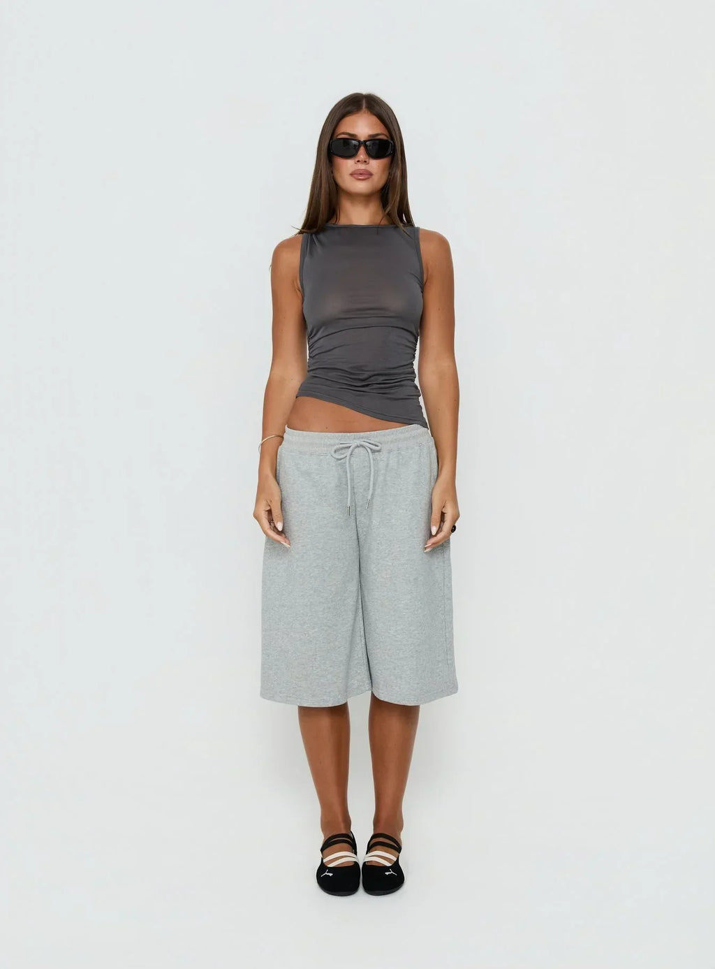Hopeful Romantic Semi-Sheer Tank Top Grey