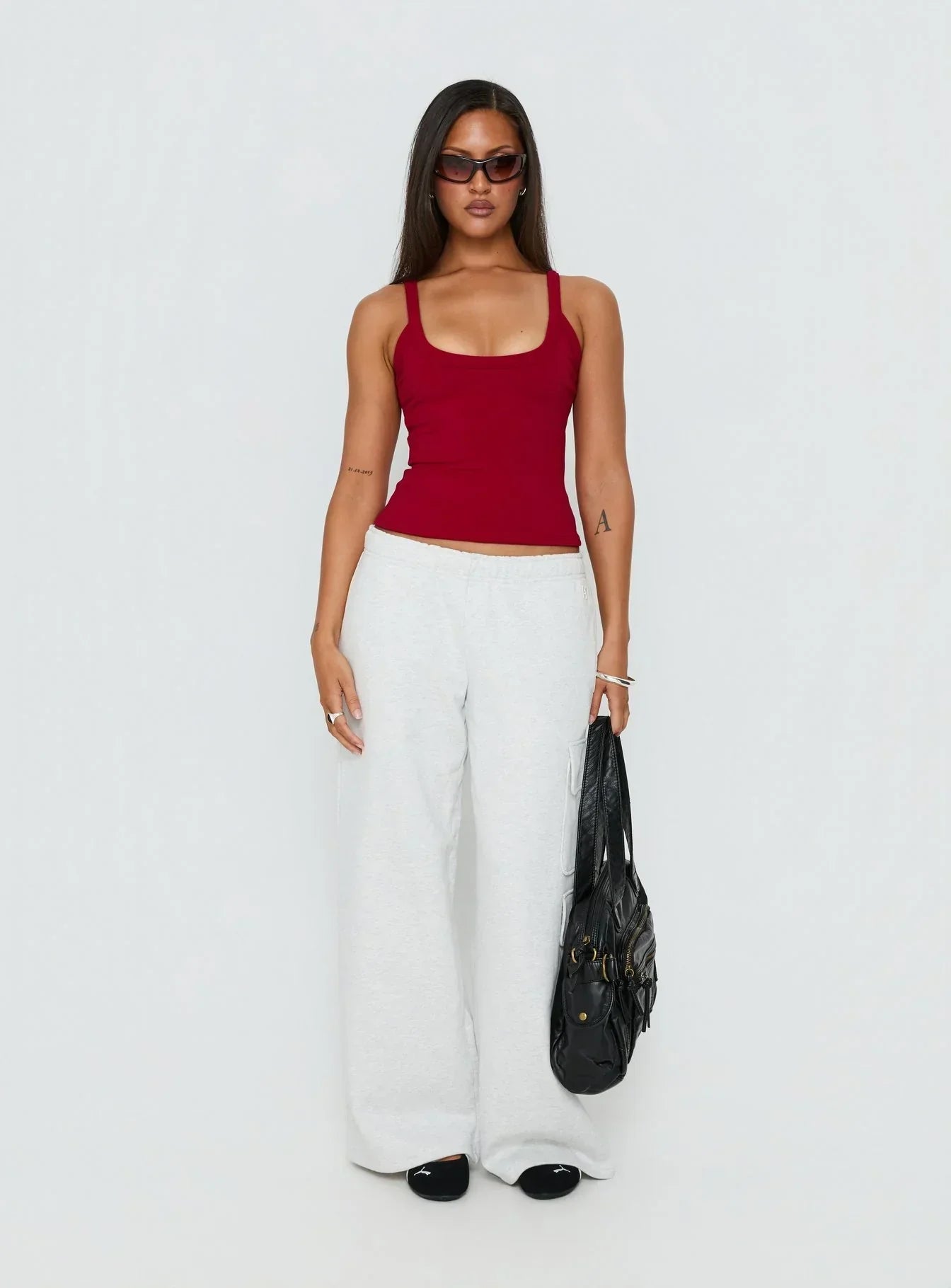 Kasper Cinched Longline Tank Top Wine