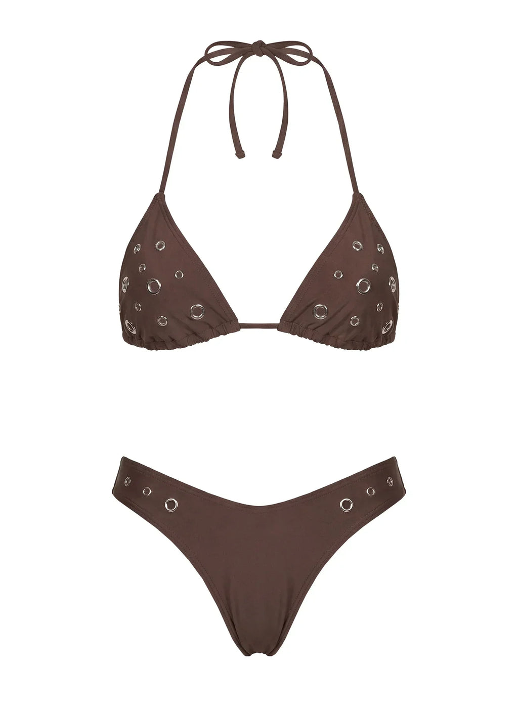 Beach Babe Eyelet Detail Bikini Top Brown