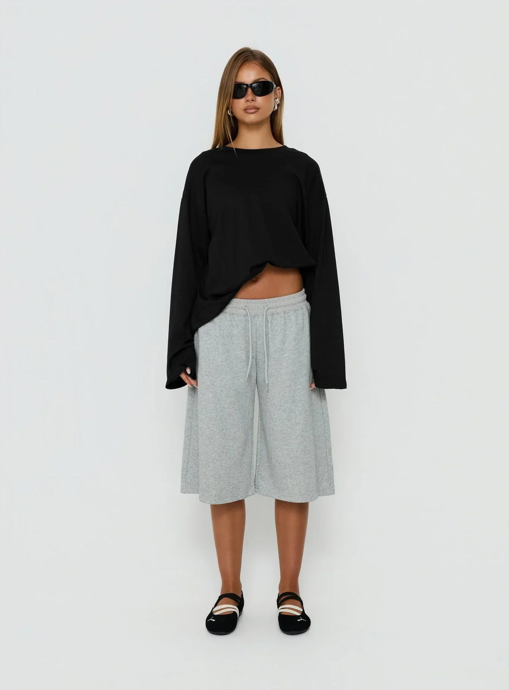 Settle Down Long Sleeve Top Black