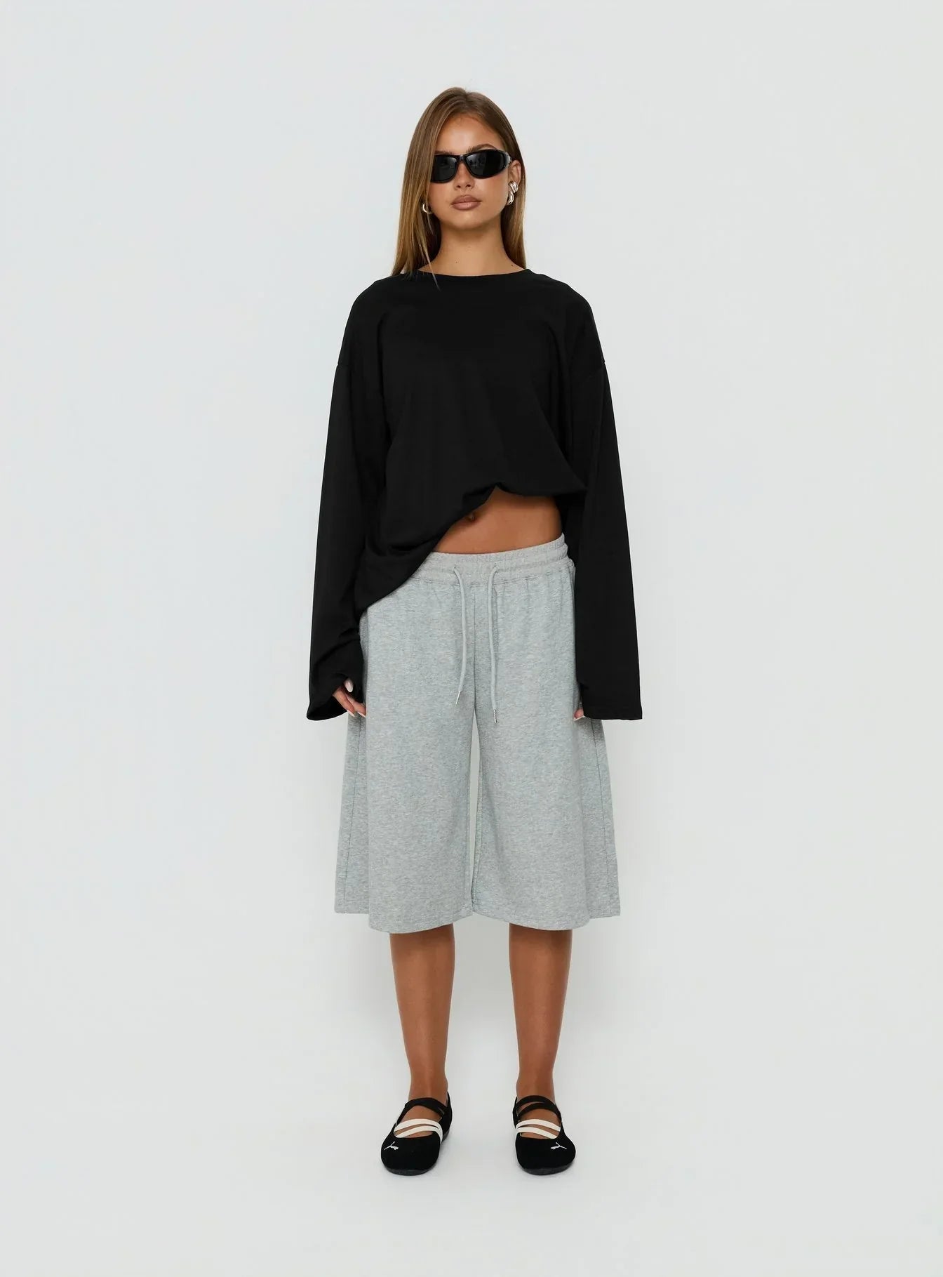 Settle Down Long Sleeve Top Black
