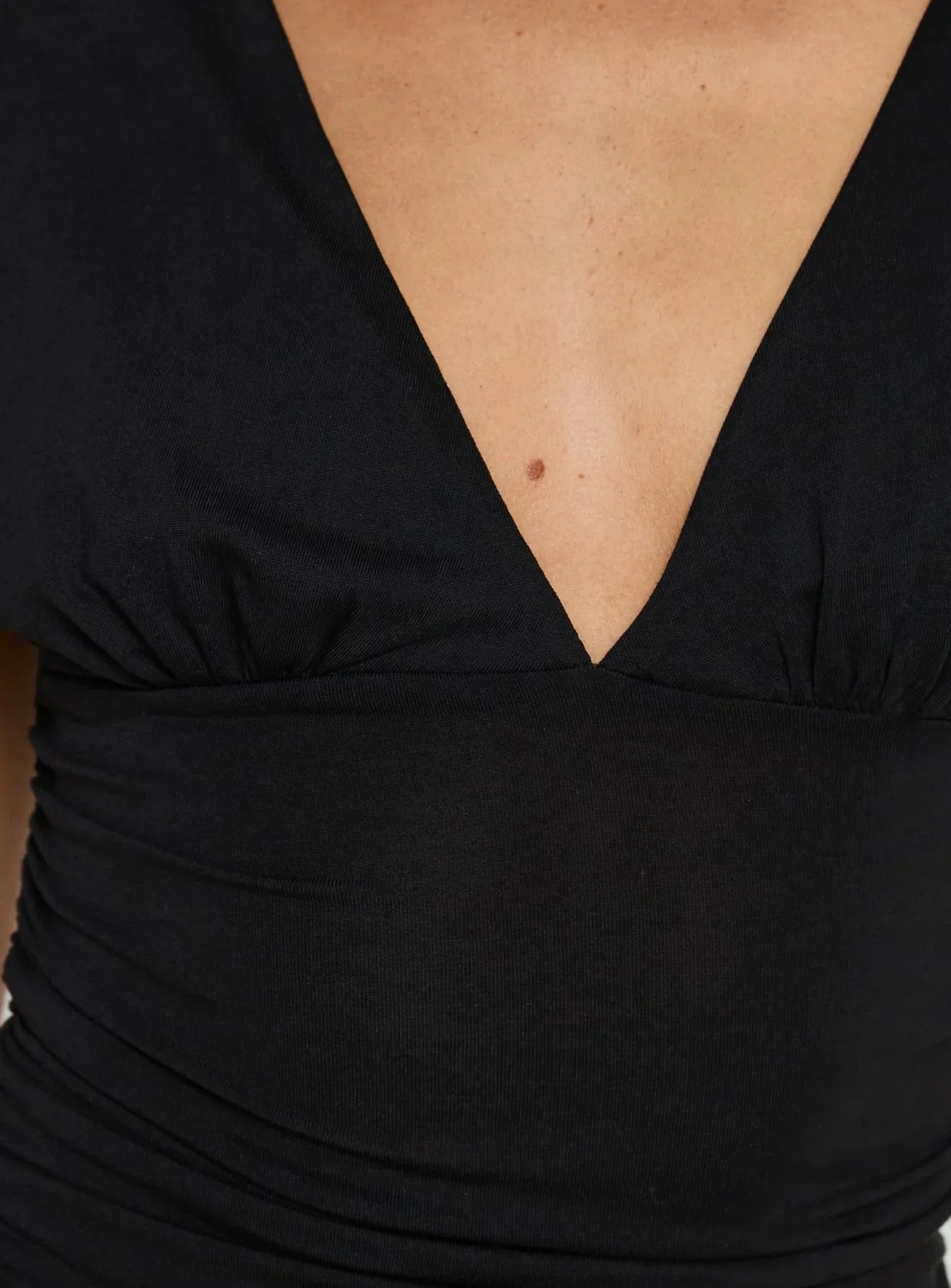 Mattey Cinched V Neck Top Black