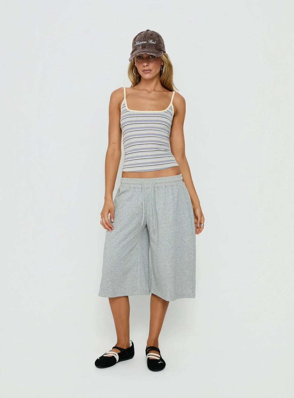 Giya Contrast Trim Cami Top Blue Stripe