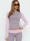 Kobee Jersey Long Sleeve Layering Top Slate / Dusty Pink