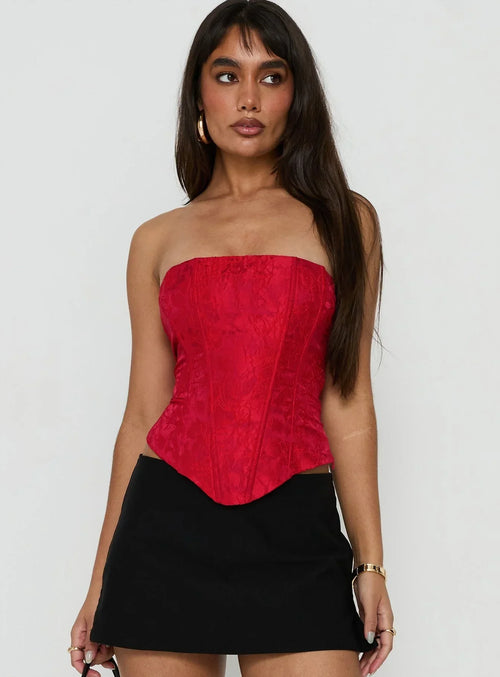 Ameliaa Strapless Corset Top Red