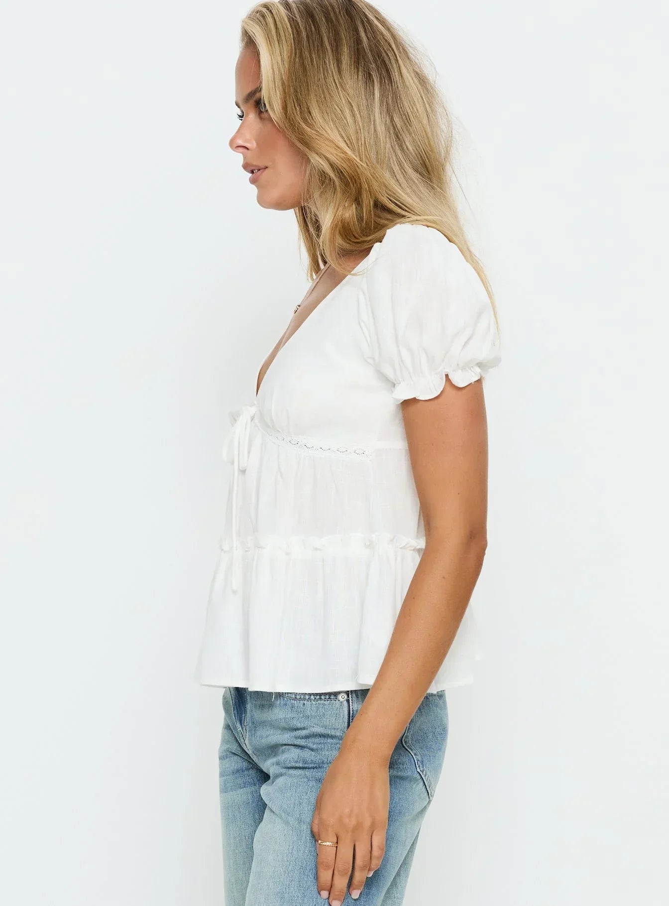Kimberleigh Floaty Babydoll Top White