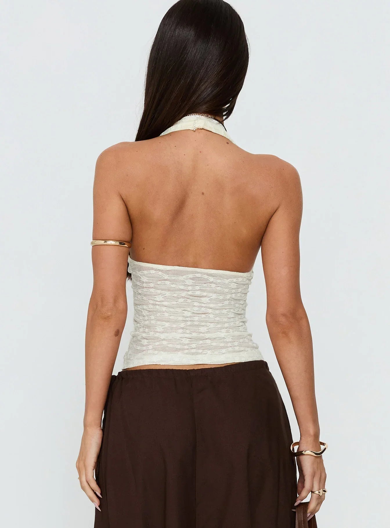 Snowdrift Lace Halter Top Cream