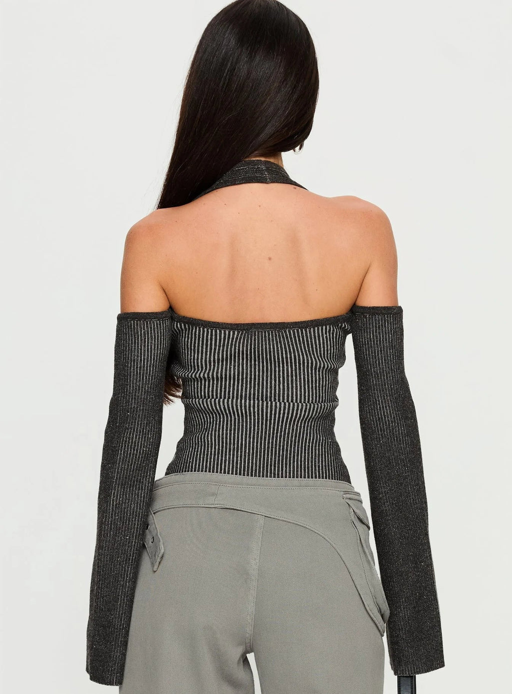 Novelia Halter Long Sleeve Top Black