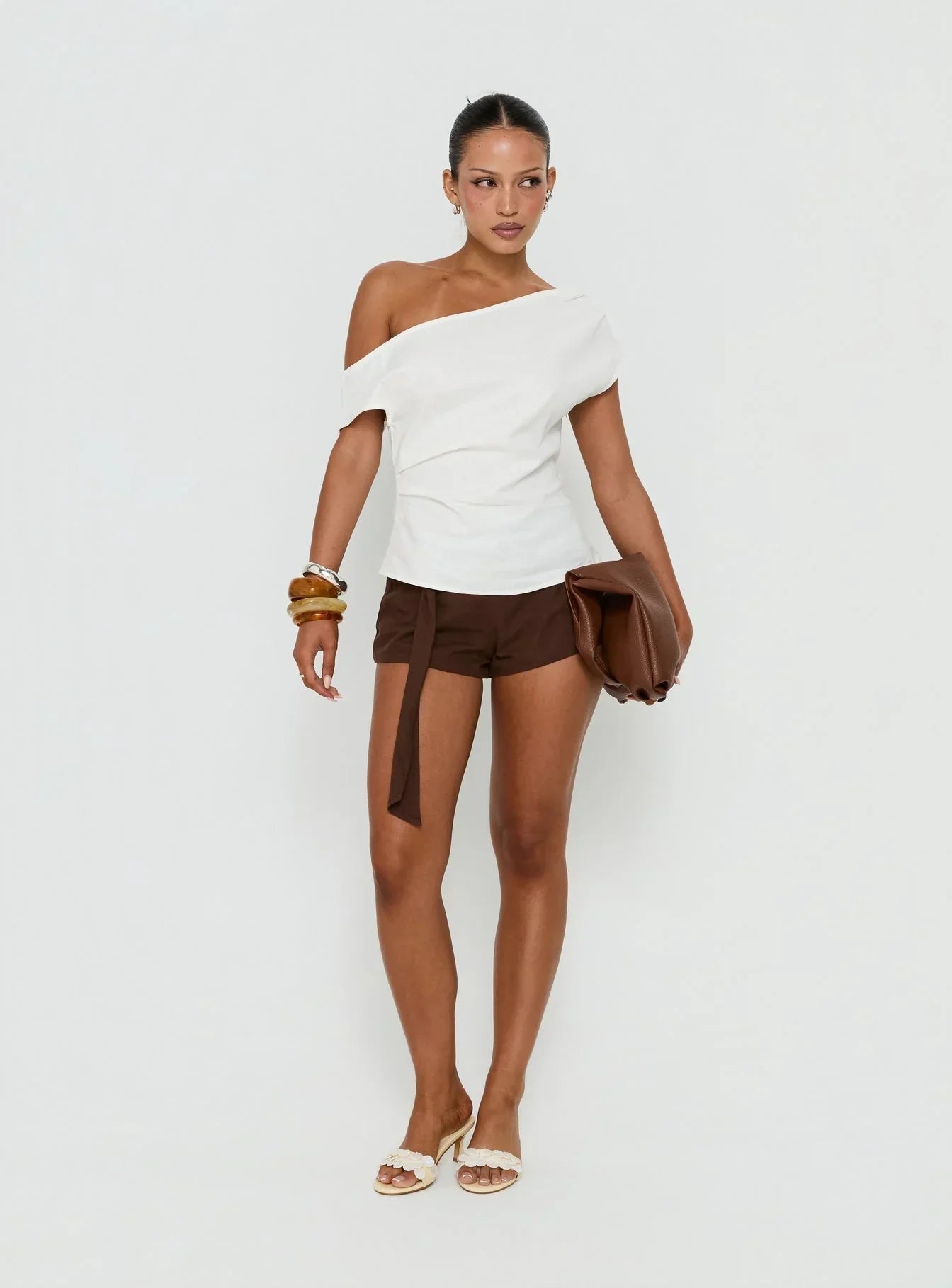 Seasons Change Relaxed Off Shoulder Top White