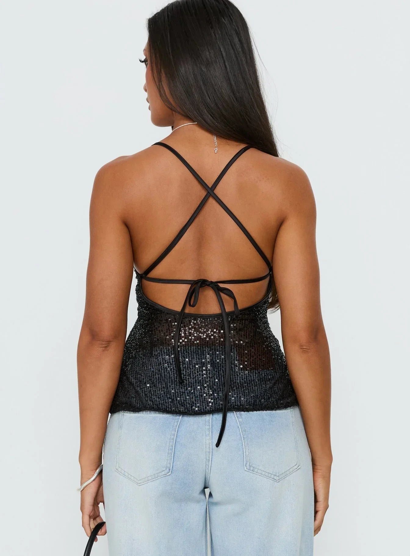Opaline Sequin Cami Top Black
