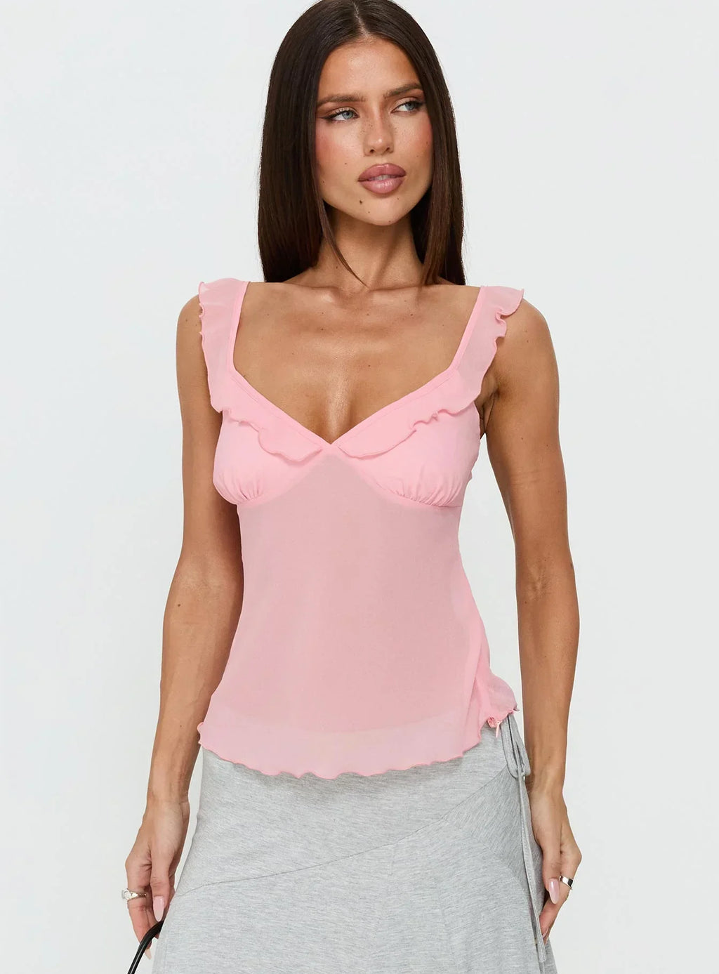 Zayliah Frill Detail Top Pink