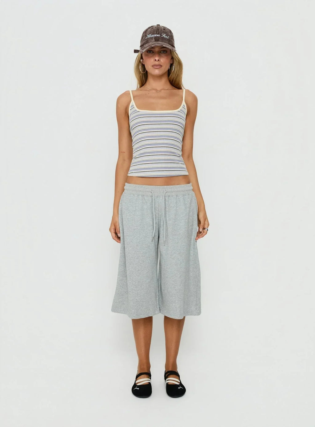 Giya Contrast Trim Cami Top Blue Stripe