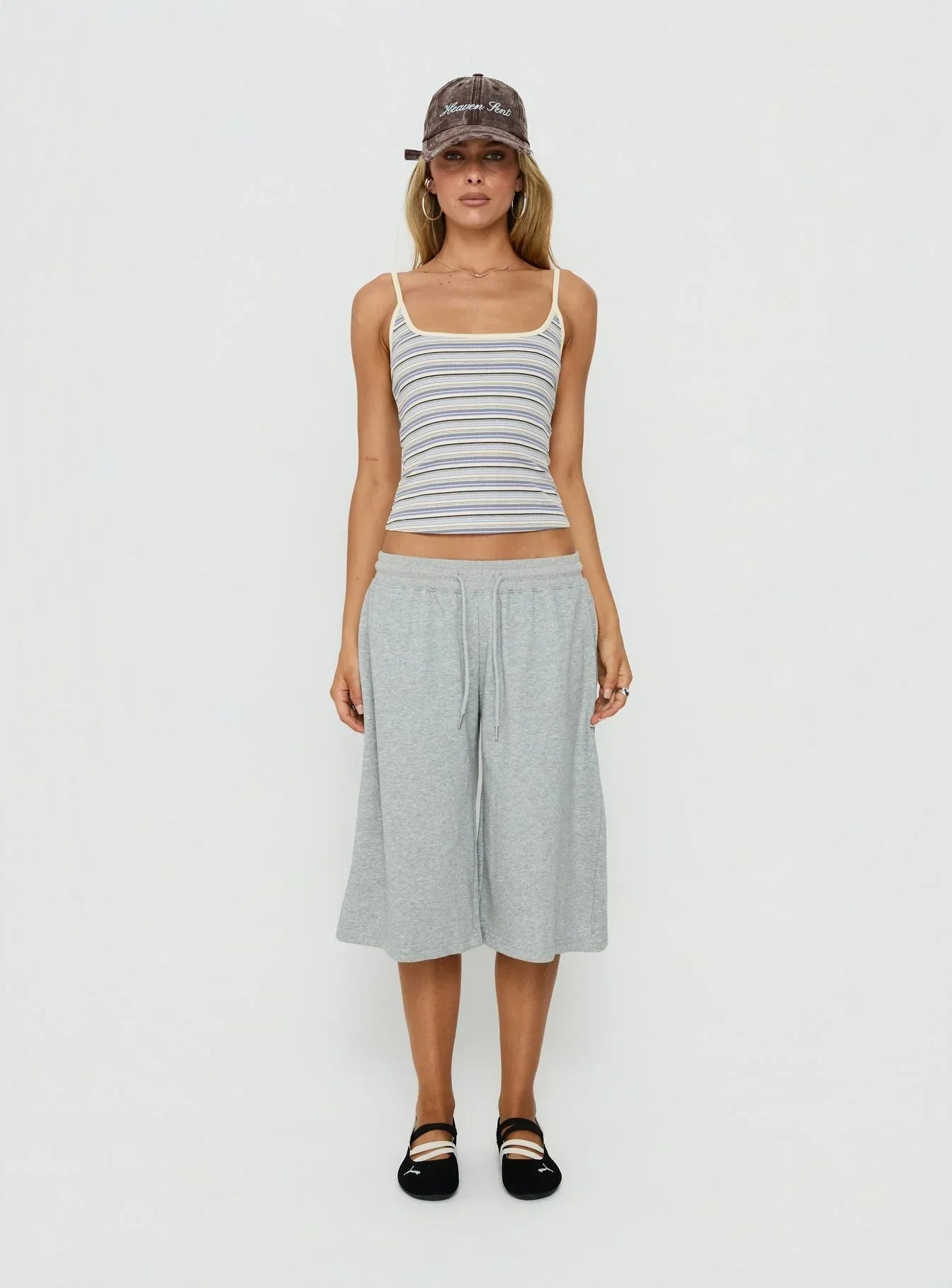Giya Contrast Trim Cami Top Blue Stripe