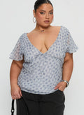 My Last Love Top Blue Check Curve