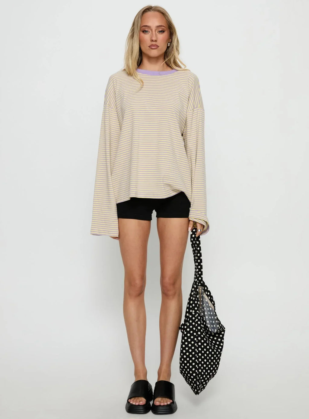 Settle Down Long Sleeve Top Lilac / Lemon Stripe