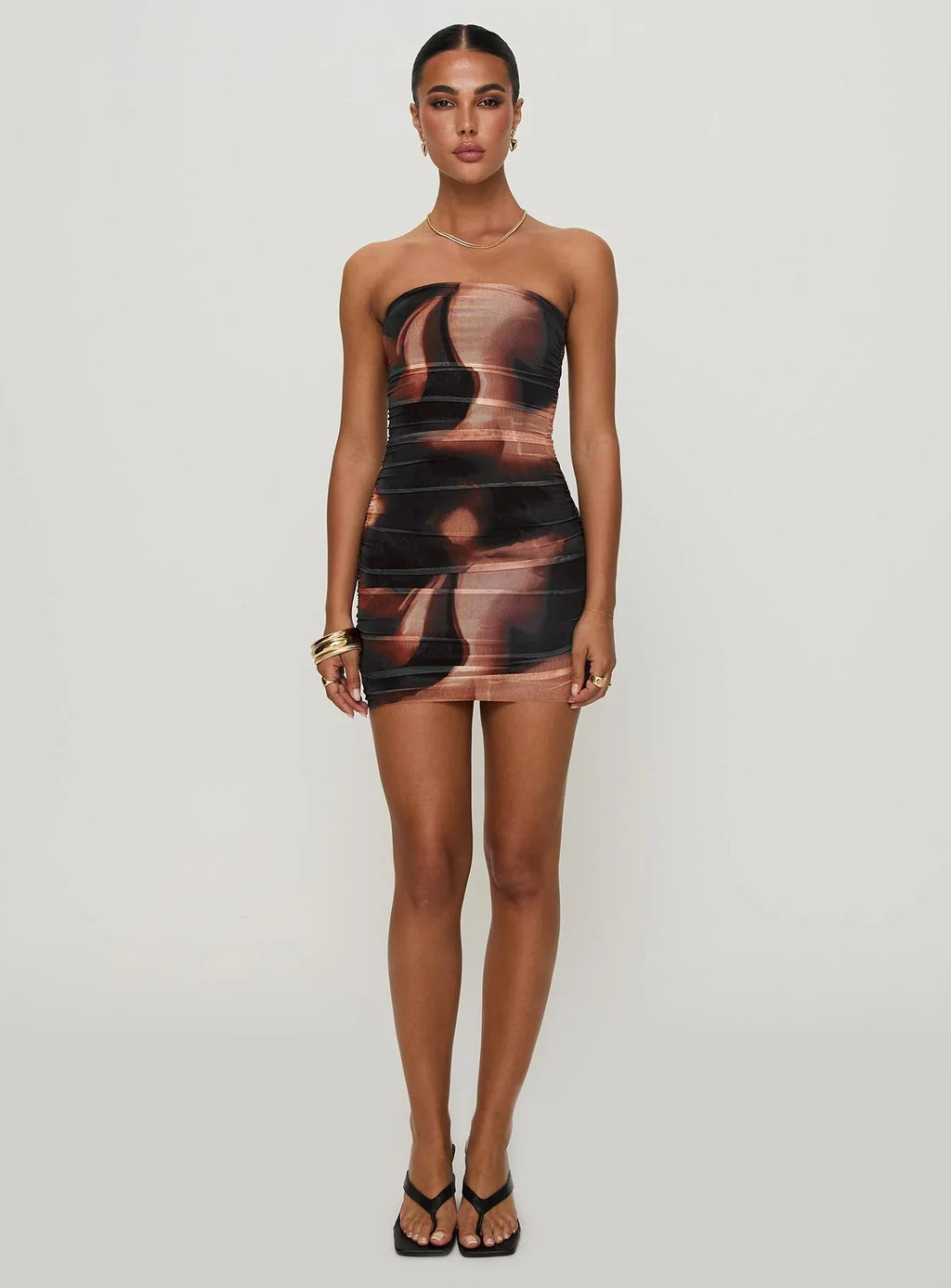 Kalena Mini Dress Brown Multi