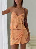 What A Coincidence Beaded Top Orange